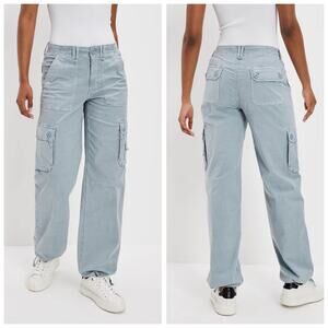 American Eagle Women's Blue Snappy Stretch Baggy Cargo Jogger Gorpcore - 2 Long